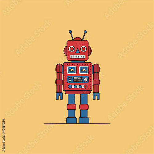 昭和レトロ_ブリキのおもちゃ_ミニマルフラットデザイン - ShowaRetroTinToy_MinimalFlatDesign