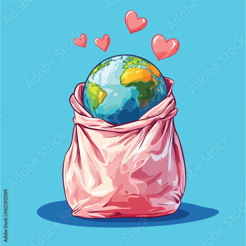 Eco-conscious planet disposal in trash container