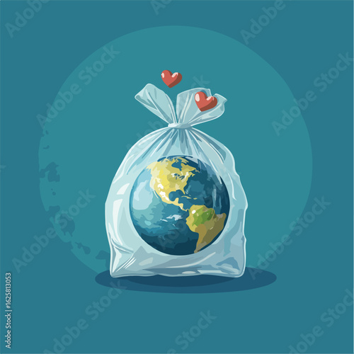 Eco-conscious planet disposal in trash container