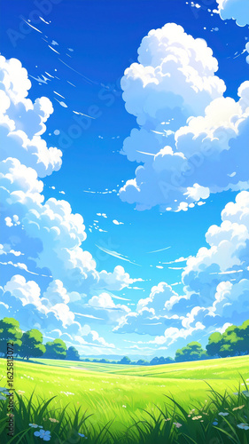 草原　風景　生成AI　背景