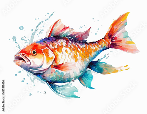  The fish's body is covered in detailed, shimmering scales that transition in color from a vibrant, metallic blue-green on its back to a softer, pearlescent white on its underside. Its head, gills, an