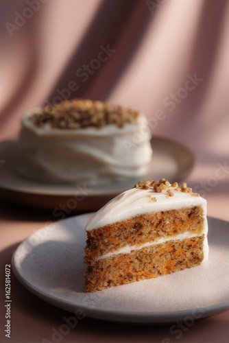 Wallpaper Mural Delicious Carrot Cake Slice with Cream Cheese Frosting on Beige Plate Torontodigital.ca