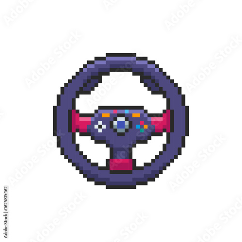 Pixel art Gaming Steering Wheel game asset design