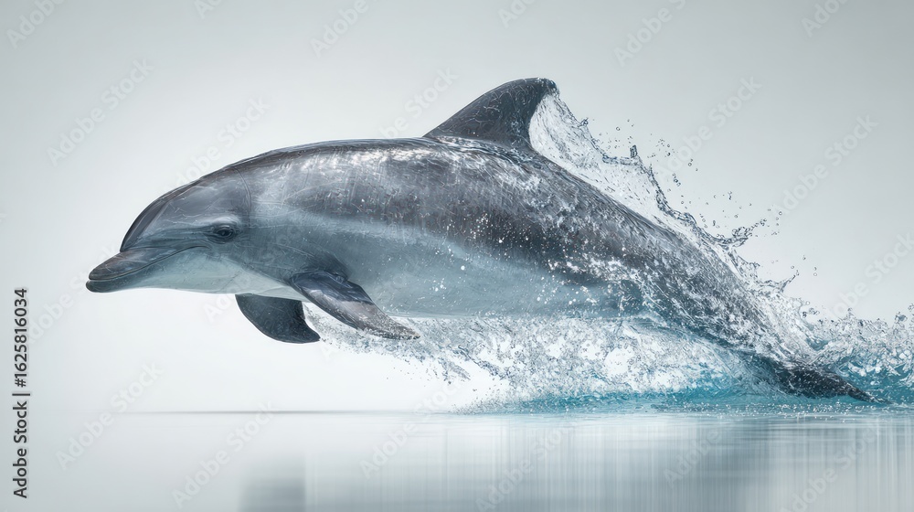 Obraz premium Dolphin leaping, water splash