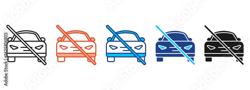 No Car Icon Set Multiple Style Collection