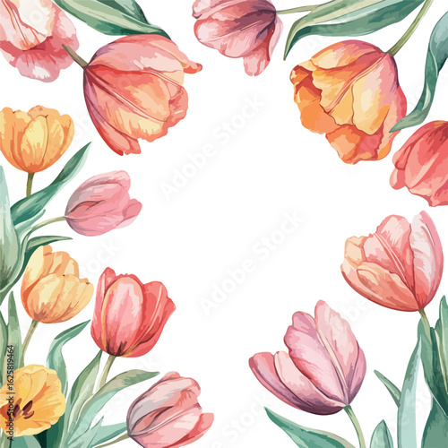 Wallpaper Mural Elegant Spring Tulips Watercolor Painting Torontodigital.ca