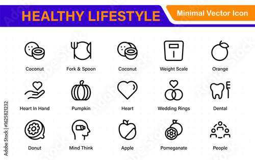 Healthy lifestyle icons in modern thin line style. Perfect for websites, apps, branding, infographics, marketing, templates, user interface and more.