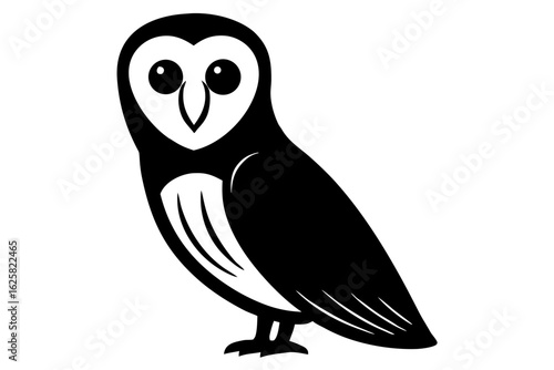 Stylized barn owl avian bird wildlife animal nocturnal simple silhouette vector illustration