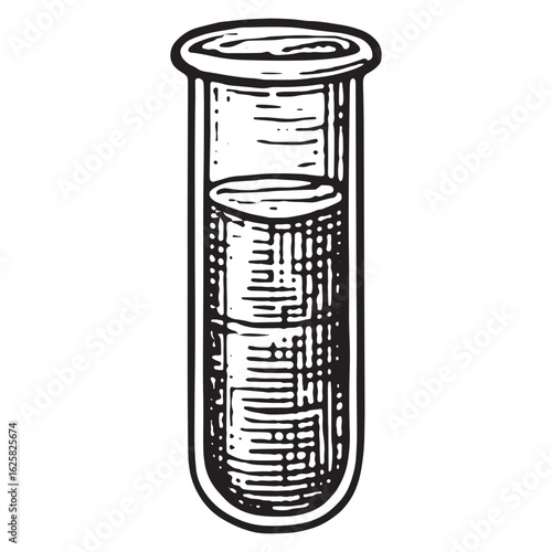 Hand-Drawn Graduated Cylinder Sketch, Black and White Science Art
