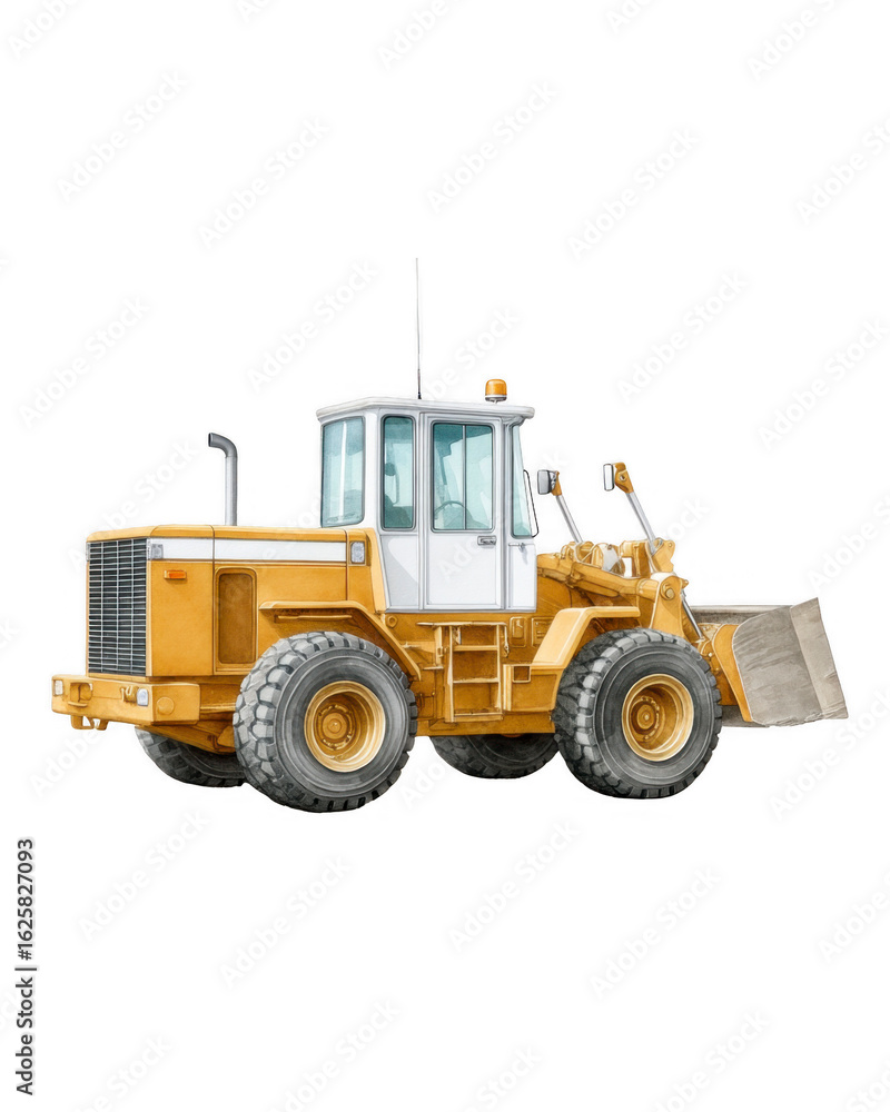 Fototapeta premium Bulldozer Machine on Job: A heavy-duty bulldozer machine, painted in vibrant yellow, stands ready to tackle the day's tasks, a symbol of construction and industry might.