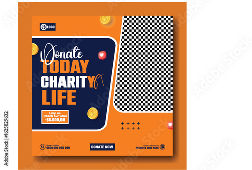 Donate today save a life charity campaign social media post with image placeholder