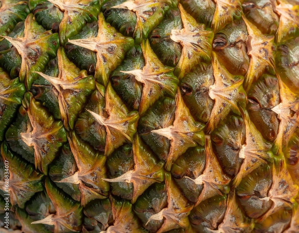 Close-Up of Fresh Pineapple Skin – Tropical Fruit Texture Close-Up of Fresh Pineapple Skin – Tropical Fruit Texture