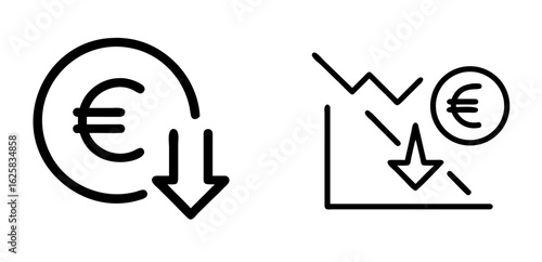 Euro Cost Reduction Outline Vector Icon