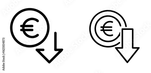 Euro Cost Reduction Outline Vector Icon