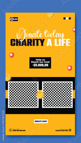 Donate to save a life charity campaign with donation goal and positive message