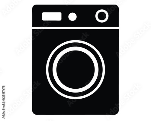 A black and white washing machine isolated on white background Ai Generated