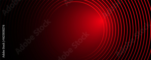 Red and black vector abstract 3D futuristic modern neon banner with circle outline. Vector eps10
