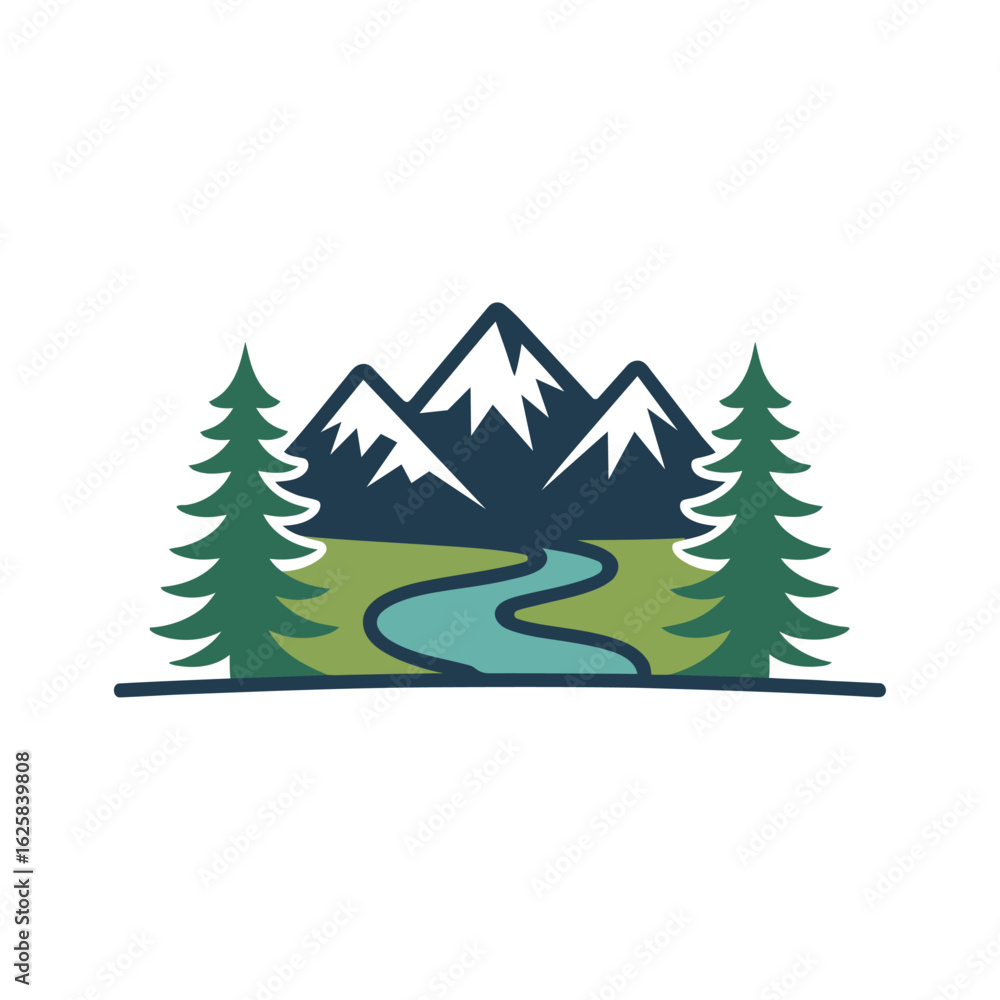 Fototapeta premium Mountain river landscape logo