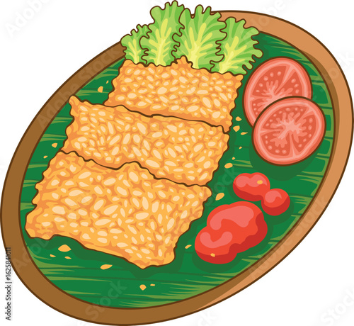tempe goreng vector illustration. indonesian food tempe with cartoon art style