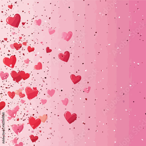 Romantic Hearts Confetti Valentines Day Background