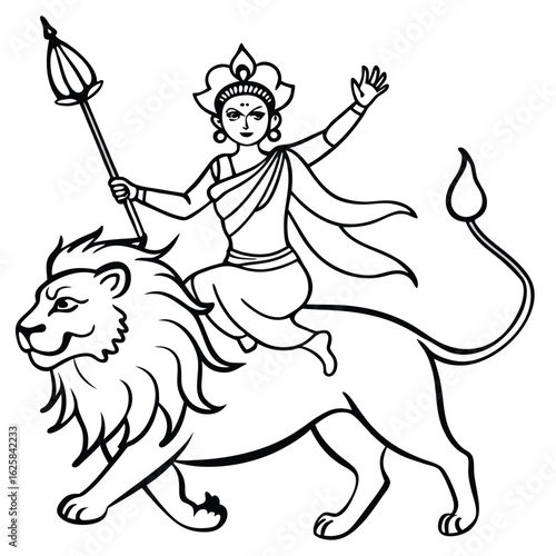 hindu god durga silhouette vector illustration