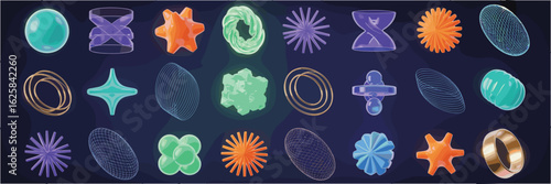 Collection of Abstract Geometric Shapes and Forms in Various Colors vector