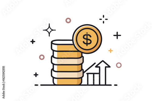 dollar coin stack icon minimalist finance money growth wealth