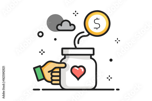 hand coin icon minimalist donation payment charity giving contribute