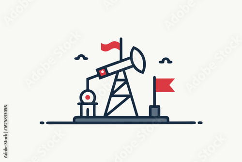 oil well with ladder silhouette industrial icon