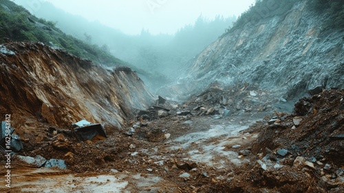 Mountainside debris flow