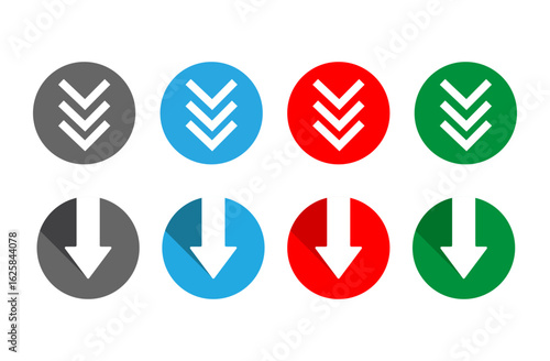 vector set of arrows in colorful circle downward on transparent background vector illustration svg high resolution