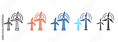 Wind Turbine Icon Set Multiple Style Collection