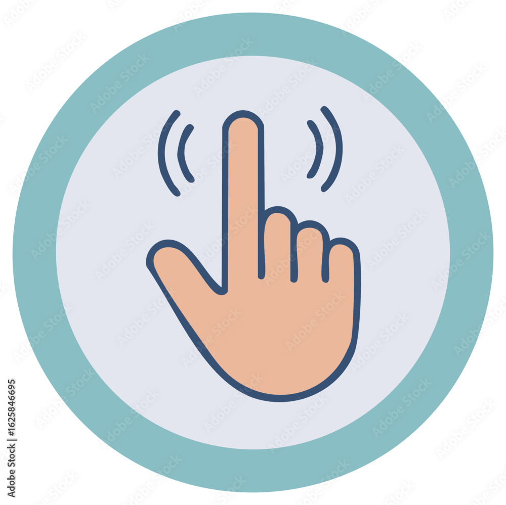 Stylized hand icon with index finger touching and subtle ripple effect Stylized hand icon with index finger touching and subtle ripple effect