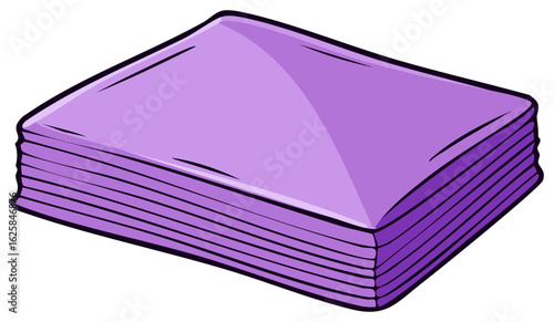 Stack of Violet Paper Napkins Hand Drawn Illustration