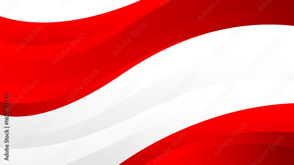 Naklejka premium Abstract red and white wave background. Modern Indonesian flag color theme. Perfect for Independence Day banners, patriotic celebration posters, national events, web headers, and more