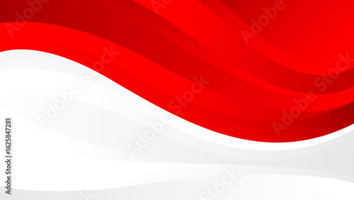 Abstract red and white wave background. Modern Indonesian flag color theme. Perfect for Independence Day banners, patriotic celebration posters, national events, web headers, and more