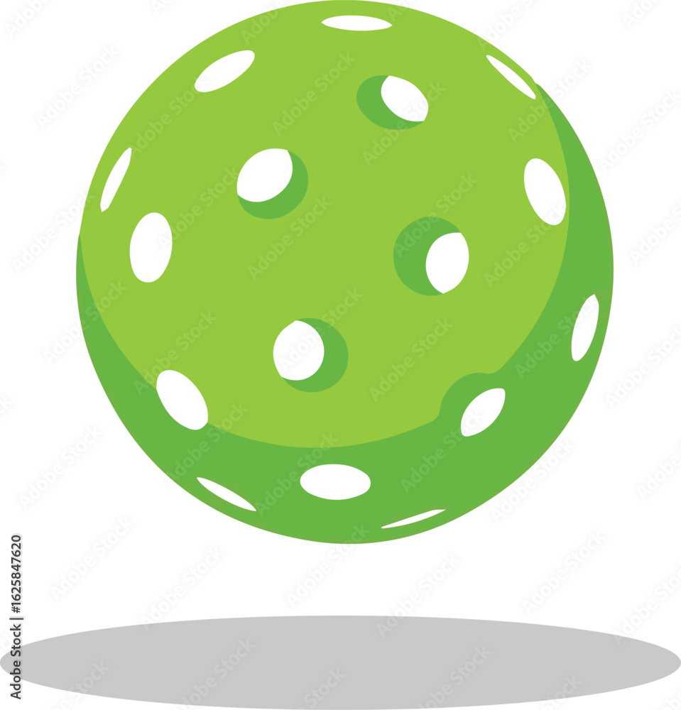 Fototapeta premium A vibrant green pickleball ready for a match, isolated vector graphic for sports design