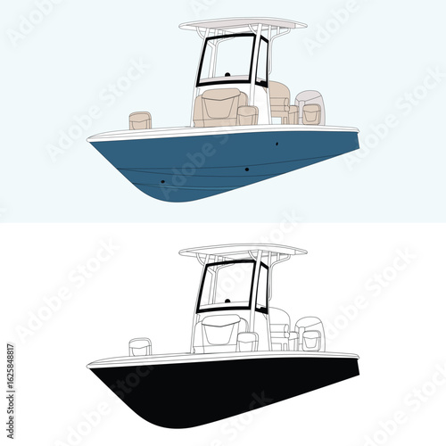 Modern Fishing Boat Vector, Printable & Digital Use