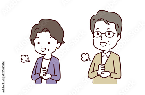 納得するシニア夫婦のイラスト素材