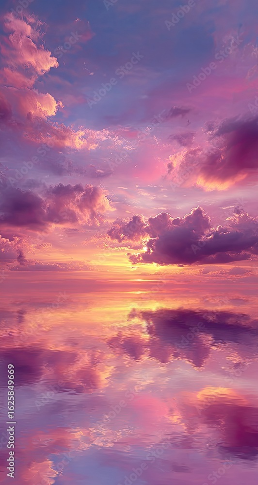 Fototapeta premium Vibrant sunset sky reflected on water