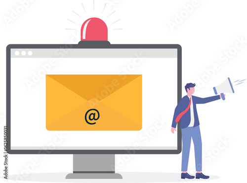 Flat illustration of data security expert inspecting security logs with alert notifications popping up
