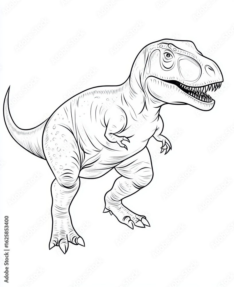 Obraz premium Detailed Illustration of a Tyrannosaurus Rex Dinosaur in Line Art