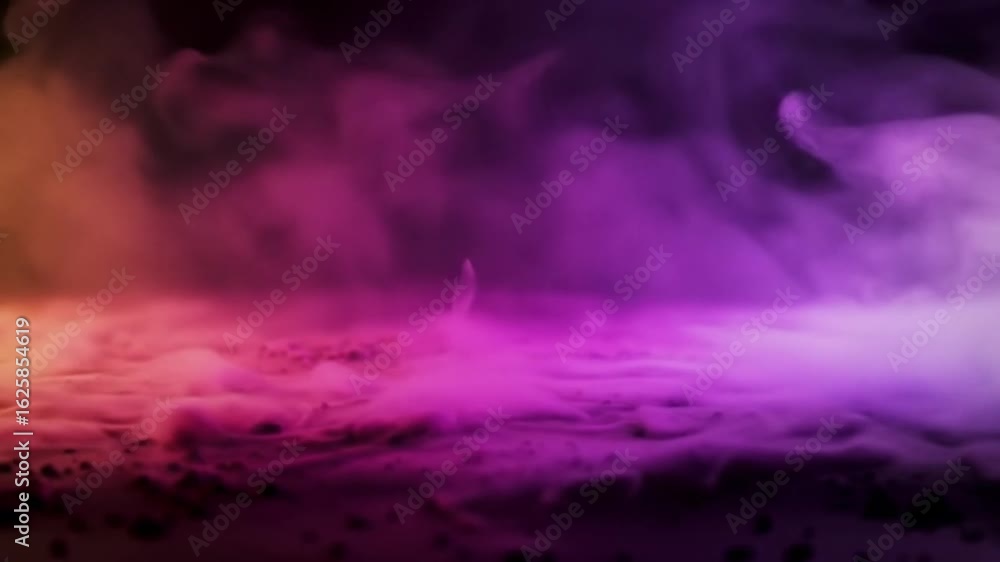 Vibrant gradient smoke and fog background in pink, purple, and orange hues, creating an abstract, mysterious, and ethereal atmospheric effect