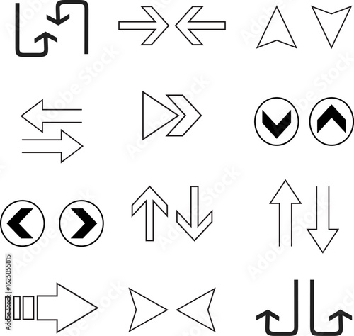 Vector arrows icon set for web design and internet navigation with various direction signs