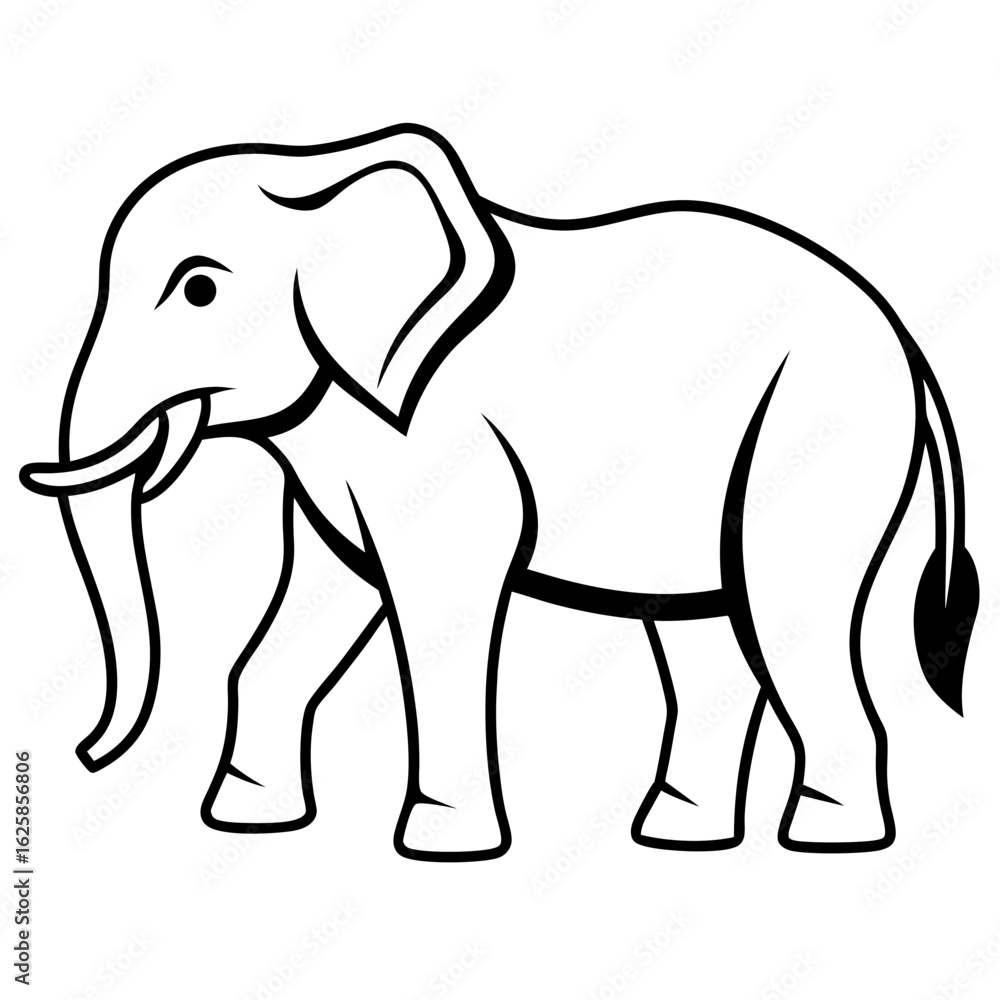 Fototapeta premium Elephant Outline Vector with Silhouette Style