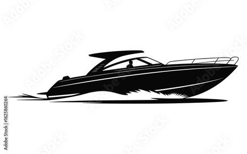 A Black and White Boating Silhouette Vector collection

