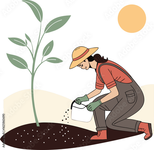 Agronomist carefully places small seeds into rich black fertilizer for planting and growth