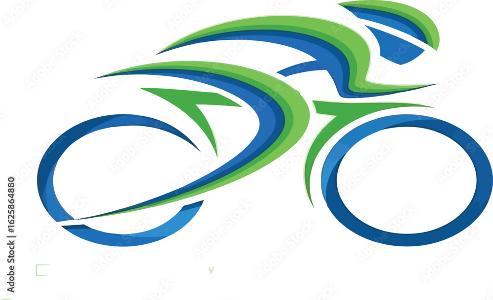 Naklejka premium Dynamic Cycling Silhouette Representing Speed and Athleticism in a Vibrant Blue and Green Design