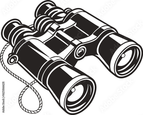 old binoculars isolated on white