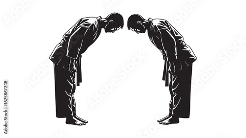 Karate Bow Silhouette Tradition Martial Arts Respectful Gesture Training Dojo Fitness Exercise Honor